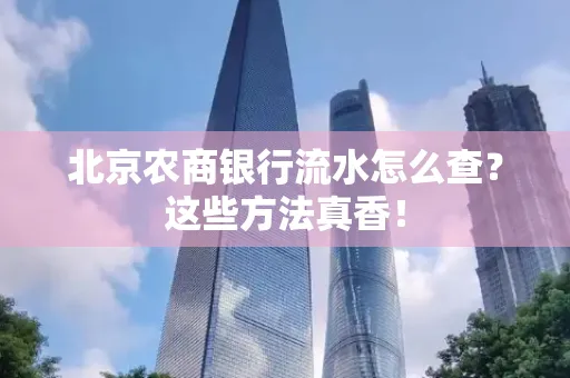 北京农商银行流水怎么查？这些方法真香！