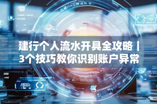 建行个人流水开具全攻略｜3个技巧教你识别账户异常操作